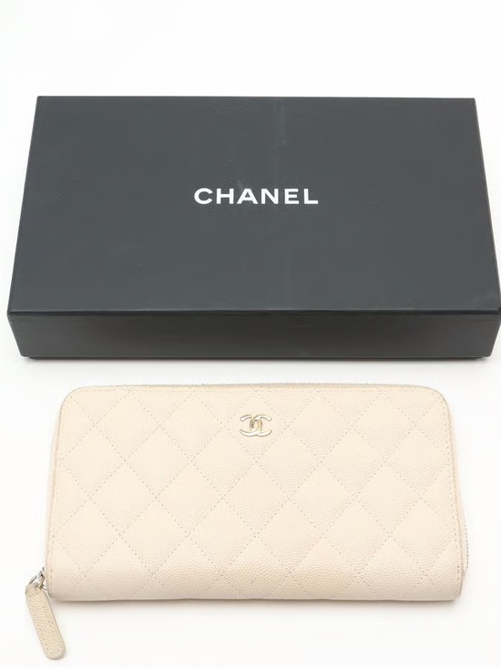 CHANEL Handbags - Chanel Coco Mark Caviar Long Wallet in Beige